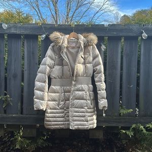 Laundry by Shelli Segal Cinched Puffer Jacket with Faux Fur Trim